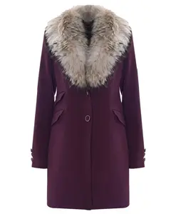 Современное пальто с воротником из искусственного меха Kocca, красный