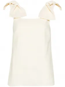 Льняной топ с бантом CHLOÉ, нейтральный