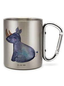 Кружка из нержавеющей стали с изображением единорога и носорога, без надписей, серебряная Mr. & Mrs. Panda