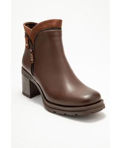 Женские ботинки на массивном каблуке с застежкой-молнией Prologue Shoes, Brown faux leather