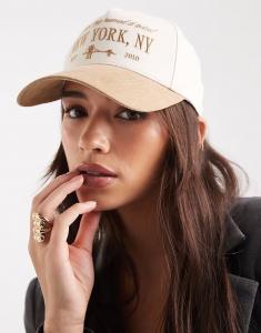 Вельветовая бейсболка New York цвета слоновой кости и коричневого цвета Weworewhat