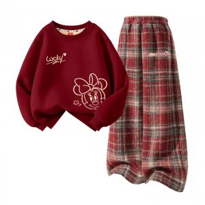 Детский костюм Tang с круглым вырезом и толстым воротником Disney, [thickened and fleece-lined]di lucky line k бордовый+di long metal label k красный plaid