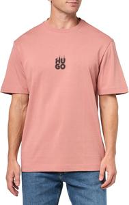 Мужская хлопковая футболка HUGO с маленьким дымчатым логотипом, Old Rose