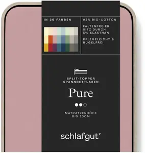 Простыня Schlafgut "Pure Split-Topper", СДЕЛАНО В ЗЕЛЕНОМ ЦВЕТЕ от OEKO-TEX 180-200х200-220 см, 1 шт., фиолетовый