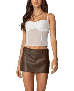 Топ из прозрачной сетки Viv Ruched Edikted, белый