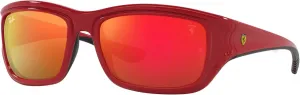 Женские квадратные солнцезащитные очки Ray-Ban RB4405M Scuderia Ferrari Collection, Red on Rubber Black/Brown Mirrored Orange