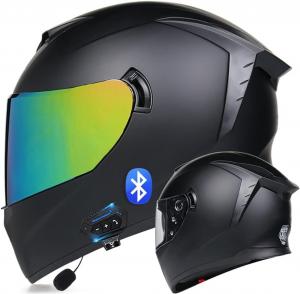 Шлем мотоциклетный BDTOT Bluetooth FMVSS-218 с микрофоном, черный