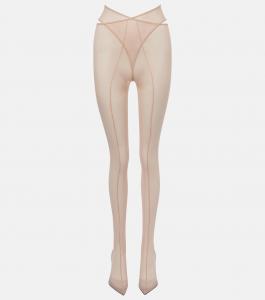 Сапоги выше колена Cheopissima из сетки The Attico, бежевый