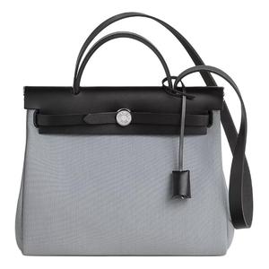 HERMES Сумка кросс-боди herbag zip military canvas с кожаной крышкой hunter cow женская шиферно-серая и black lid