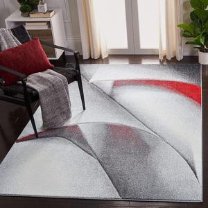 Ковер SAFAVIEH, 275 x 366 см, Hollywood Collection - , Grey & Red, дизайн в стиле Mid-Century Modern, без линьки и простой в уходе, идеален для помещений с высокой проходимостью в гостиной, спальне (HLW716Q)