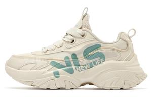 Износостойкие дышащие низкие массивные кроссовки женские бежево-бело-зеленые QIAODAN