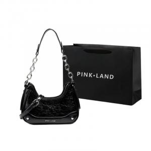 Кроссбод PU, женская сумка через плечо черный/белый/серебристый/розовый PINK·LAND, бордовый