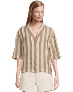 Рубашка Faherty Palma Linen Camp Shirt, цвет Cocoa Beach Stripe