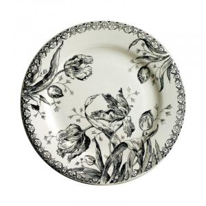 Gien,Tulipes Noires Тарелка для завтрака,21,8 см Gien Fayencerie, белый черный