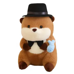 Плюшевая кукла капибара для любителей рыбалки, головная повязка, цилиндр, высота 30 см AORUNJU