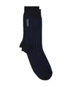 Синие ребристые шерстяные носки с жаккардовым логотипом. Iceberg, синий