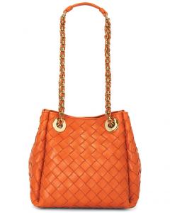 Маленькая сумка-цепочка с куполом Bottega Veneta, Burned Orange & Muse Brass
