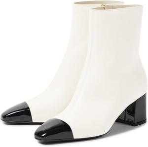 Женские ботильоны Zszszsu с квадратным носком, на средней толстой подошве, с боковой молнией, уютная зимняя обувь, размеры 4-16 US, White