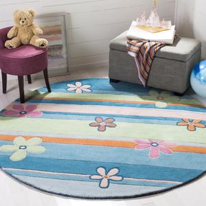 SAFAVIEH Kids Collection круглый ковер 122 x 122 см Blue/Multi SFK750A ручной работы цветочный Wool