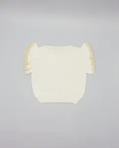 Вязаный жилет для девочки с оборкой и блестками Fina Ejerique, синий