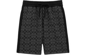 Мужские фирменные повседневные шорты прямого кроя с логотипом и завязками, черные Coach, черный