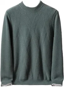 Мужской свитер с высоким воротником и крупным ромбовидным узором