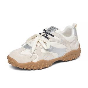 Износостойкие, дышащие, нескользящие, низкие повседневные туфли для женщин SENJIALUO, Beige Silver