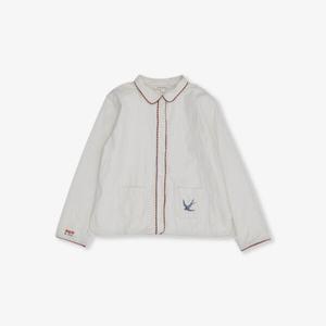 Хлопковая рубашка с длинными рукавами и вышивкой «Стрекоза» для детей 3–12 лет Caramel, белый