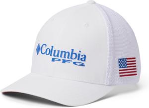 Columbia PFG Logo Mesh бейсболка, White/Vivid Blue/Usa Flag