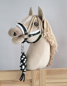 Набор Hobby Horse: недоуздок А3 на белом меху + веревочный ремень - белый и бутылочно-зеленый. Inna marka