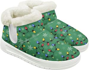 Рождественский принт JoyLamoria на дому, снежные ботинки для женщин, походные ботинки на щиколотку, рабочая и модная обувь для девушек, Green Christmas Pattern