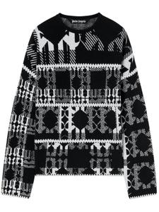 Palm Angels джемпер вязки интарсия с монограммой, черный