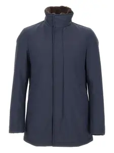 Парка с воротником из искусственного меха Herno, синий
