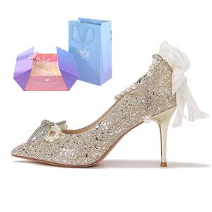 TADSW Тонкие каблуки на шпильке 8,5 см женские шампань коробка, цвет Champagne-Box