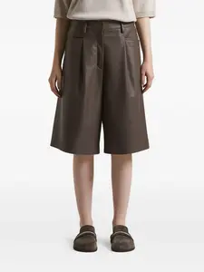 Кожаные шорты со складками Peserico, коричневый