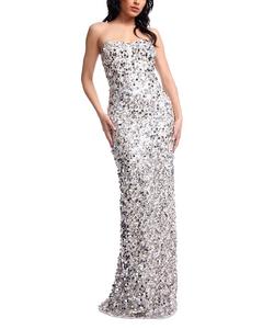 Платье-милашка Vada с пайетками Dress the Population, серебряный