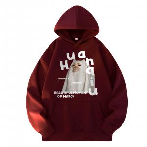 Толстовка Unisex Hooded Moderate Heavyweight HUANQIU, burgundy
