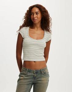 Текстурированная кофточка Cotton On Hailey с короткими рукавами желтого цвета Cotton On