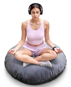 Большая круглая декоративная подушка для пола, 32 x 32 дюйма Cheer Collection, серый