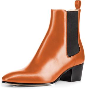 Женские ботильоны FSJ Chelsea с закрытым носком, массивным низким каблуком и водонепроницаемой подошвой, размеры 4-15 США, Orange