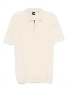 Рубашка поло с воротником на молнии BOSS, белый