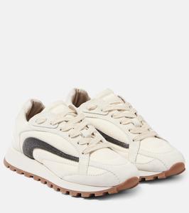 Кроссовки Monili с замшевой отделкой Brunello Cucinelli, Bianco