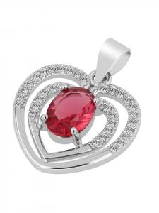 Adeliás Женский кулон - Сердце. Кулон в форме сердца из серебра 925 пробы с кубическим цирконием в серебряной оправе