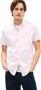 Мужская рубашка-оксфорд с коротким рукавом, классического кроя, Tommy Hilfiger, коллекция 2024, размер S, белый, Stripe Prcisious Pink