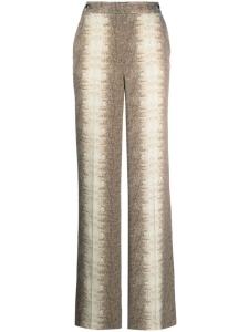 TWINSET атласные брюки с тиснением под кожу ящерицы, коричневый