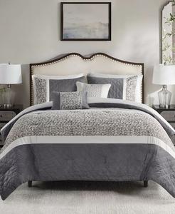 Амелия Страйп 5 шт. Комплект одеял, полный/размер королевы Madison Park, серый