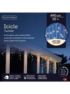 Lumineo Светодиодная завеса ICICLE TWINKLE 490, 20 м, белый кабель, теплый белый свет