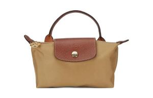 LONGCHAMP Сумка-пельмень из переработанного холста с кожаными деталями женская пустынная