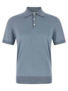Хлопковая рубашка-поло Brunello Cucinelli, голубой