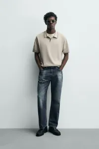 Поло из контрастной ребристой вязки Zara, коричневый